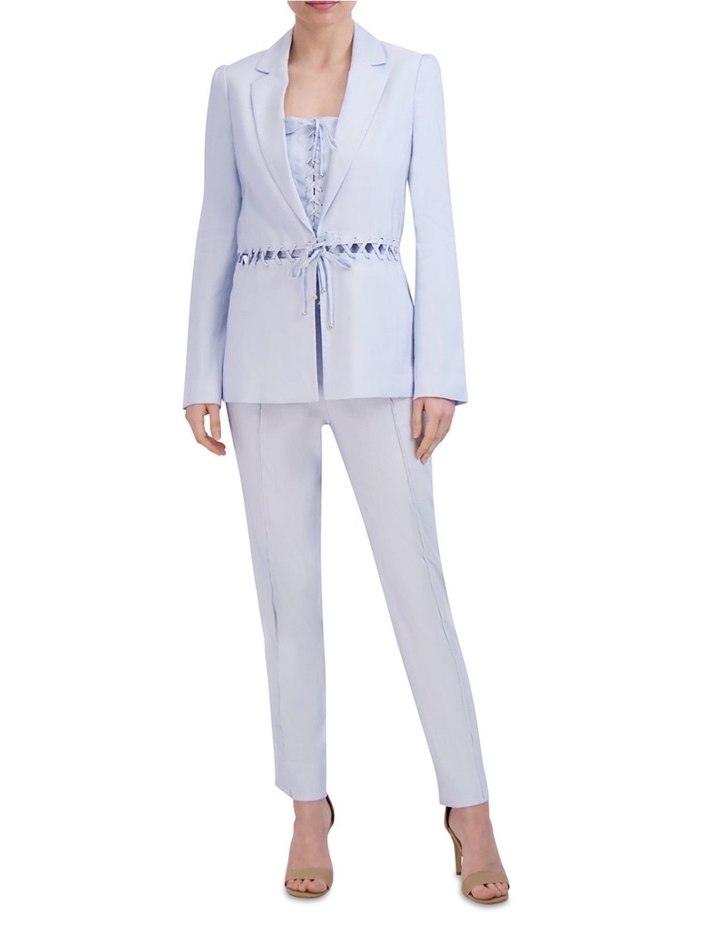 BCBG Light Blue Lace-Up Tailored Blazer - Picture 11 of 12